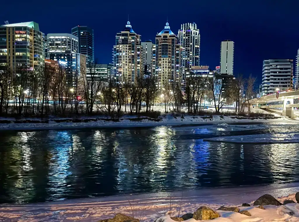 City of Calgary at night as a place to serve.